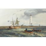 William Simpson (1823 - 1899), hand coloured lithograph by T G Dutton, The Lighthouse at Cape