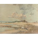 Oswald Garside, watercolour, beach scene, signed, 46cm x 61cm, framed Very slight paper