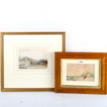 Christopher Arnold, watercolour, Pin Mill, 13cm x 18cm, and a 19th century watercolour, shipping off