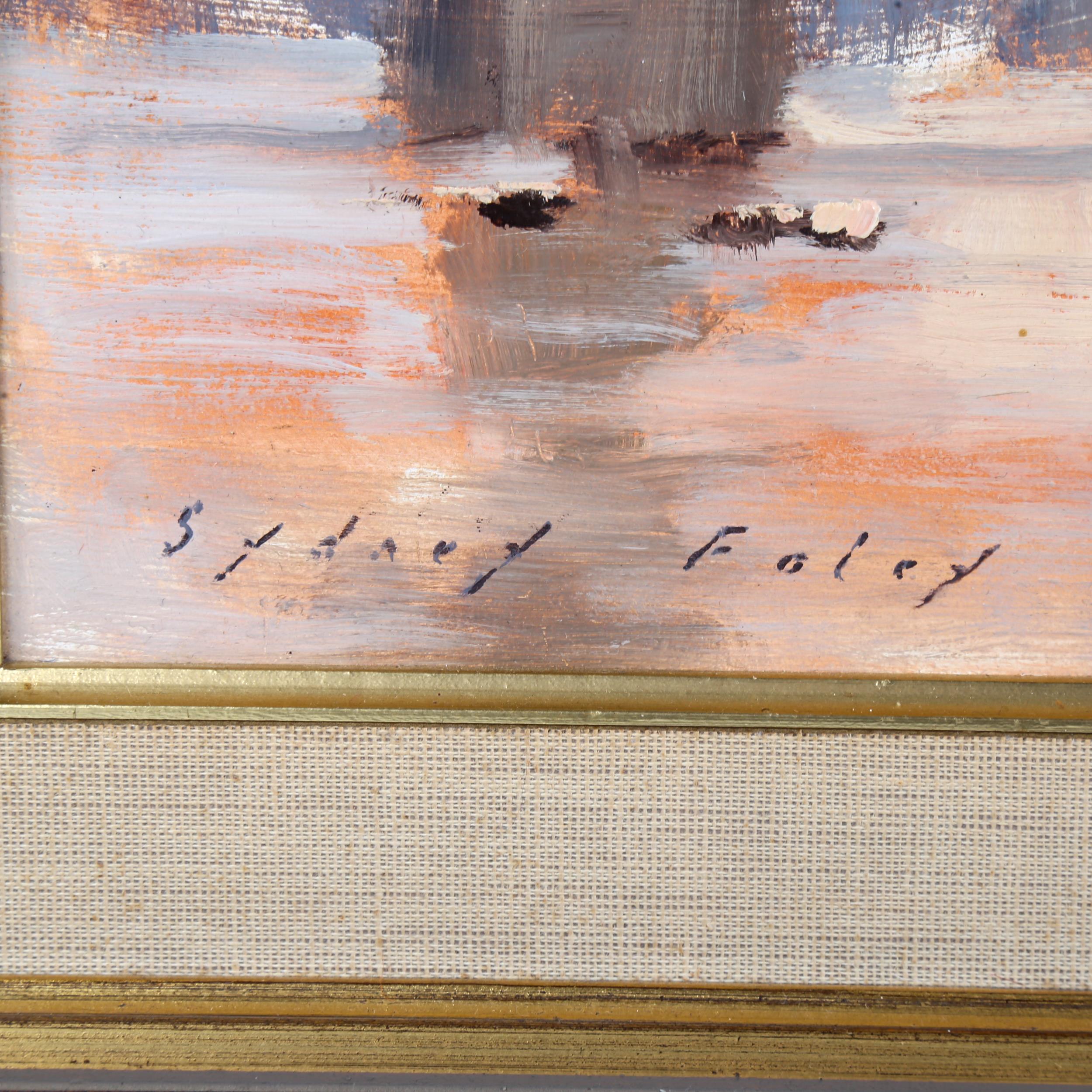 Sydney Foley, oil on board, Morning Light at Tower Bridge, signed with Exhibition label verso, - Image 2 of 3