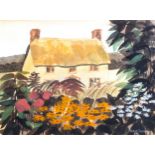 Robert Tavener, watercolour, cottage garden, signed with Exhibition label verso, 17cm x 22cm, framed