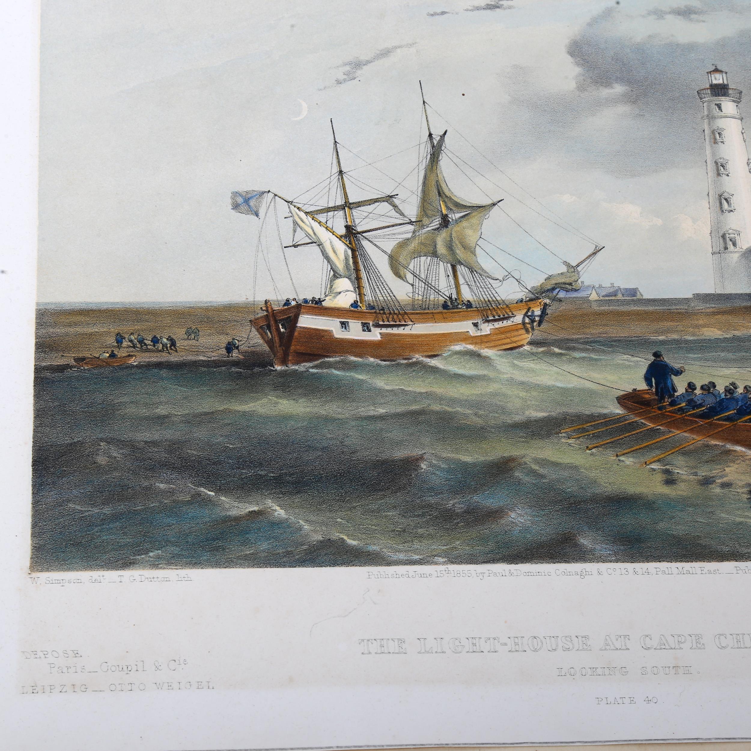 William Simpson (1823 - 1899), hand coloured lithograph by T G Dutton, The Lighthouse at Cape - Image 3 of 4