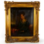 Mid-19th century oil on canvas, half length portrait of a woman, unsigned, 50cm x 40cm, framed Not