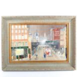 Contemporary British School, oil on board, Ludgate Hill in 1922, unsigned, 33cm x 50cm, framed