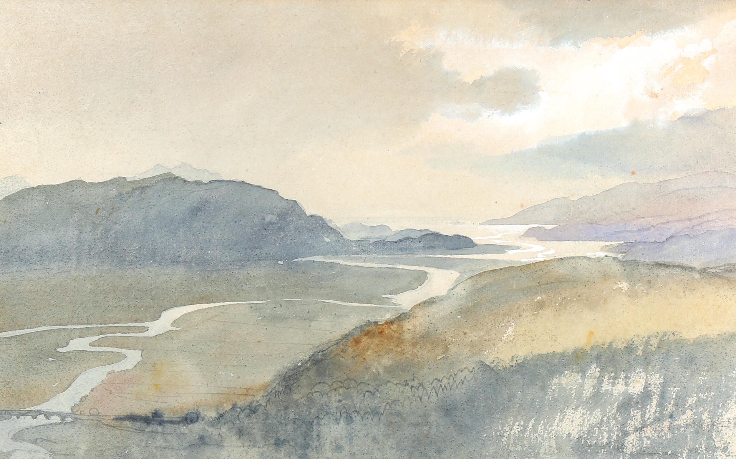 Charles Knight, watercolour, Barmouth estuary, signed, 34cm x 54cm, framed A couple of very faint