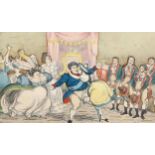 2 19th century political caricature prints, Guy Vaux, 22cm x 33cm, and the Royal Salute, 22cm x