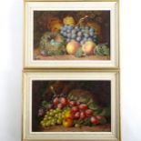Charles Thomas Bale, pair of oils on canvas, still life studies, fruit and birds nests, signed, 20cm