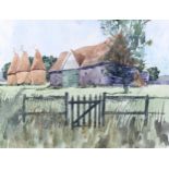 Robert Tavener, watercolour, oast and barn, signed, 35cm x 46cm, framed Very good condition,