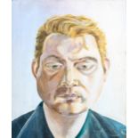 Modern British School, oil on canvas, portrait of Francis Bacon, unsigned, 30cm x 24cm, framed