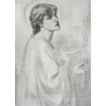 Dante Gabriel Rossetti, 19th century heliogravure, Sancta Lilias, printed in 1883, 27cm x 19cm, in