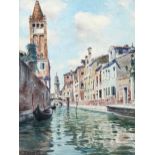 Vittore Zilla (1864 - 1946), watercolour, Venetian canal with gondolas, signed, 24cm x 18cm,