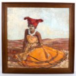 A Middleton, oil on board, African woman, signed, 39cm x 40cm, framed Very good condition