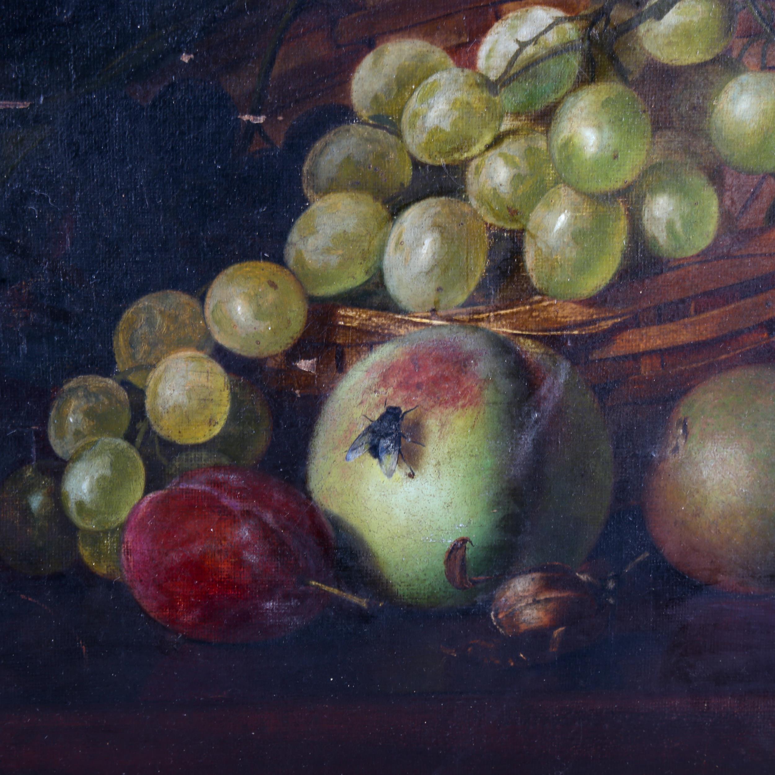 Henry George Todd, oil on canvas, still life fruit, 26cm x 31cm, framed Small paint flakes in the - Image 3 of 4