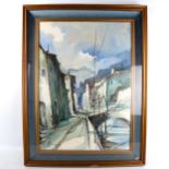 20th century Italian School, oil on canvas, Italian town scene, indistinctly signed, 70cm x 50cm,