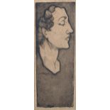 A Fragment, etching, thought to be depicting Vita Sackville West, image 18cm x 6.5cm, framed Even