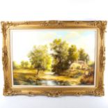 Wheeler, contemporary oil on canvas, rural landscape, signed, 50cm x 75cm, framed Very good