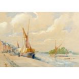 Henry Merritt, watercolour, Blakeney Quay Norfolk, signed, 20cm x 27cm, framed Slight paper