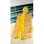 David Holt (1928 - 2014), oil on board, Yellow Fishermen Hastings, signed, 117cm x 64cm,