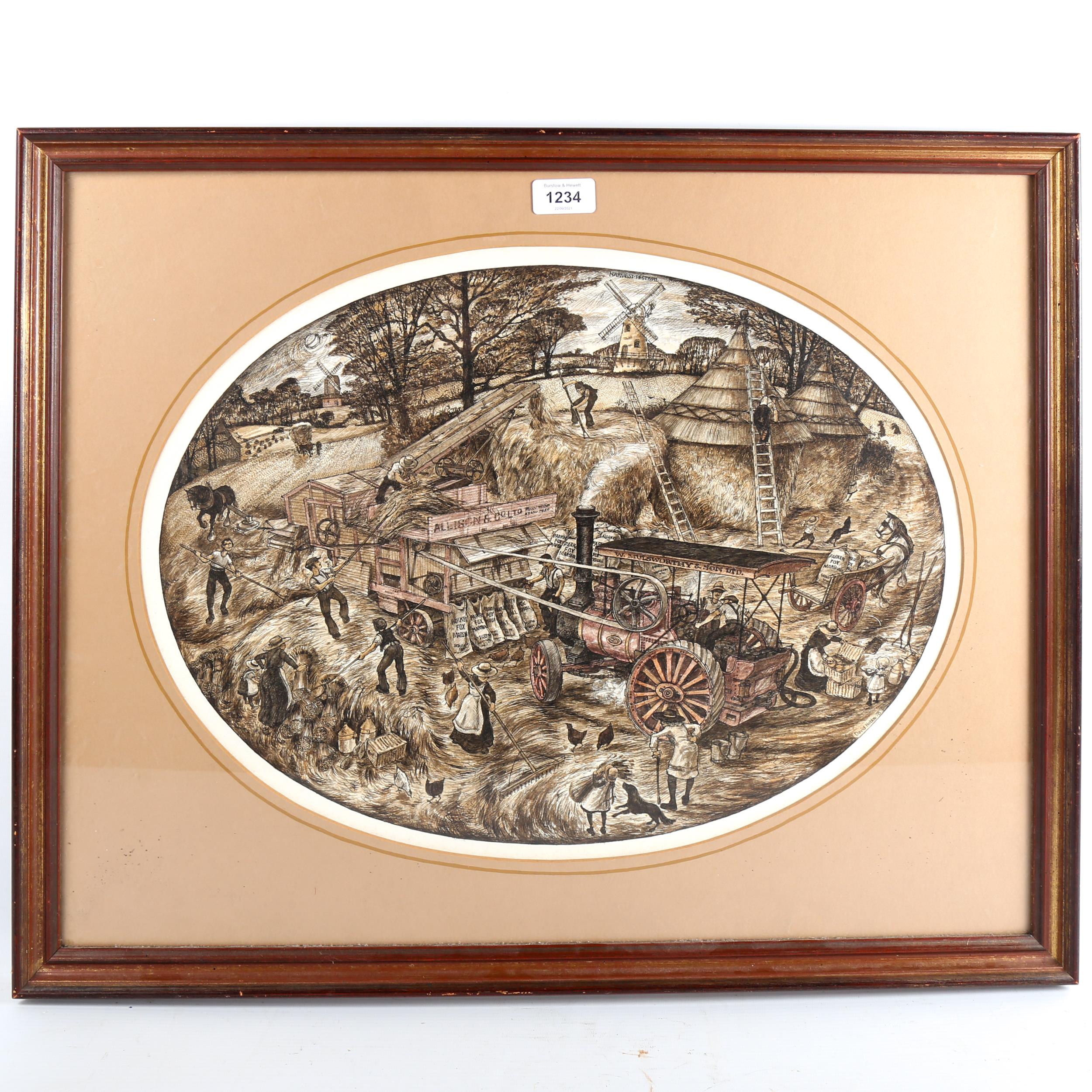David Hobbs (born 1947), watercolour/ink, farm scene, signed and dated 1978, 35cm x 47cm, framed - Image 2 of 4