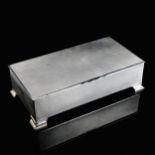 A George VI rectangular silver cigarette box, allover engine turned decoration, by John Rose,