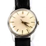 LONGINES - a Vintage stainless steel mechanical wristwatch, ref. 6995-1, circa 1960s, silvered