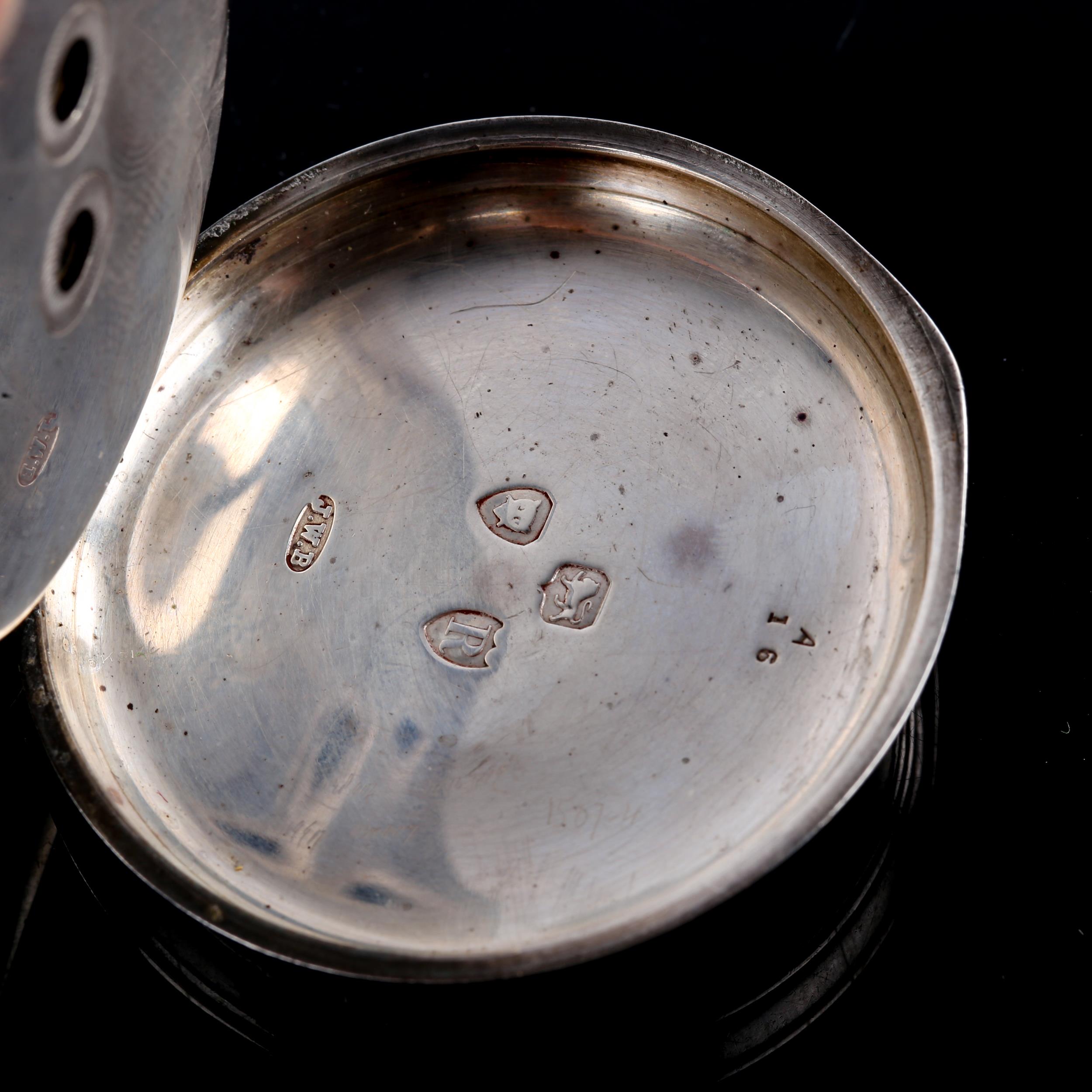 J W BENSON - a late 19th century silver-cased open-face key-wind pocket watch, white enamel dial - Image 4 of 5