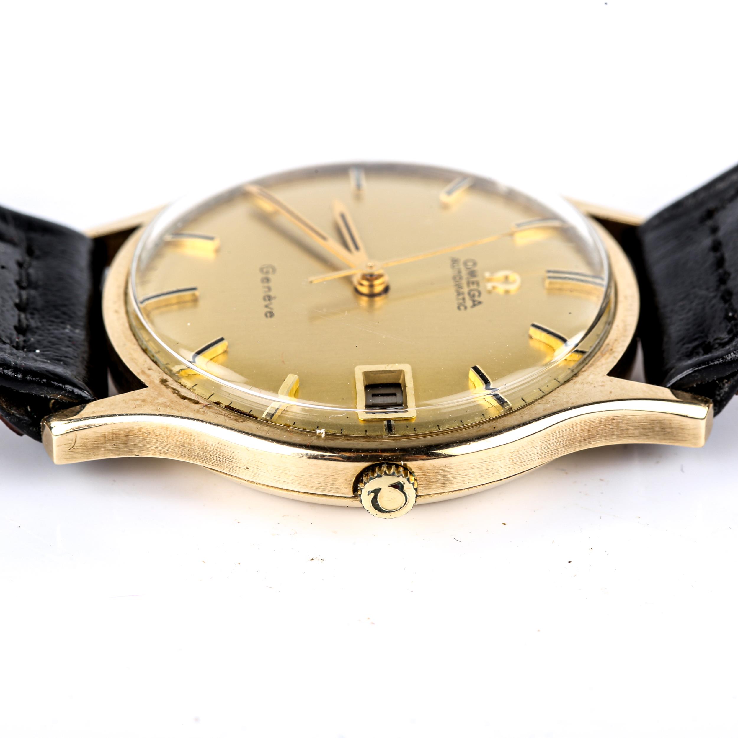 OMEGA -a Vintage 9ct gold Geneve automatic wristwatch, ref. 161/25421, circa 1971, champagne dial - Image 2 of 5