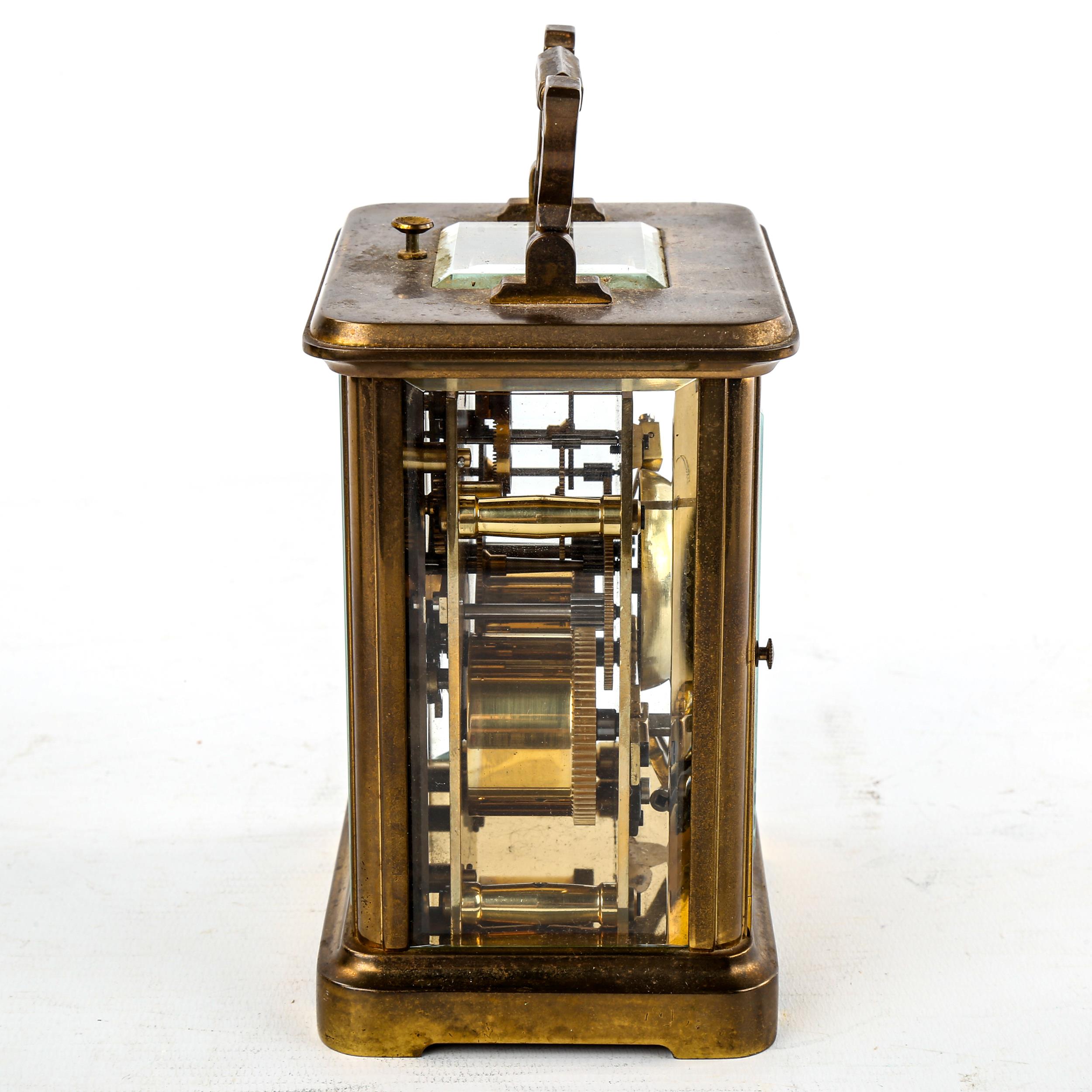 A large brass-cased repeating carriage clock, by Charles Frodsham of London, white enamel dial - Image 2 of 5