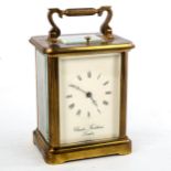 A large brass-cased repeating carriage clock, by Charles Frodsham of London, white enamel dial