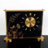 JAEGER LECOULTRE - a brass-cased Marina 8-day mantel clock, gilt dial with arrowhead hour markers,