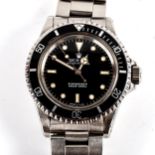 ROLEX - a Vintage stainless steel Oyster Perpetual Submariner automatic bracelet watch, ref. 5513,