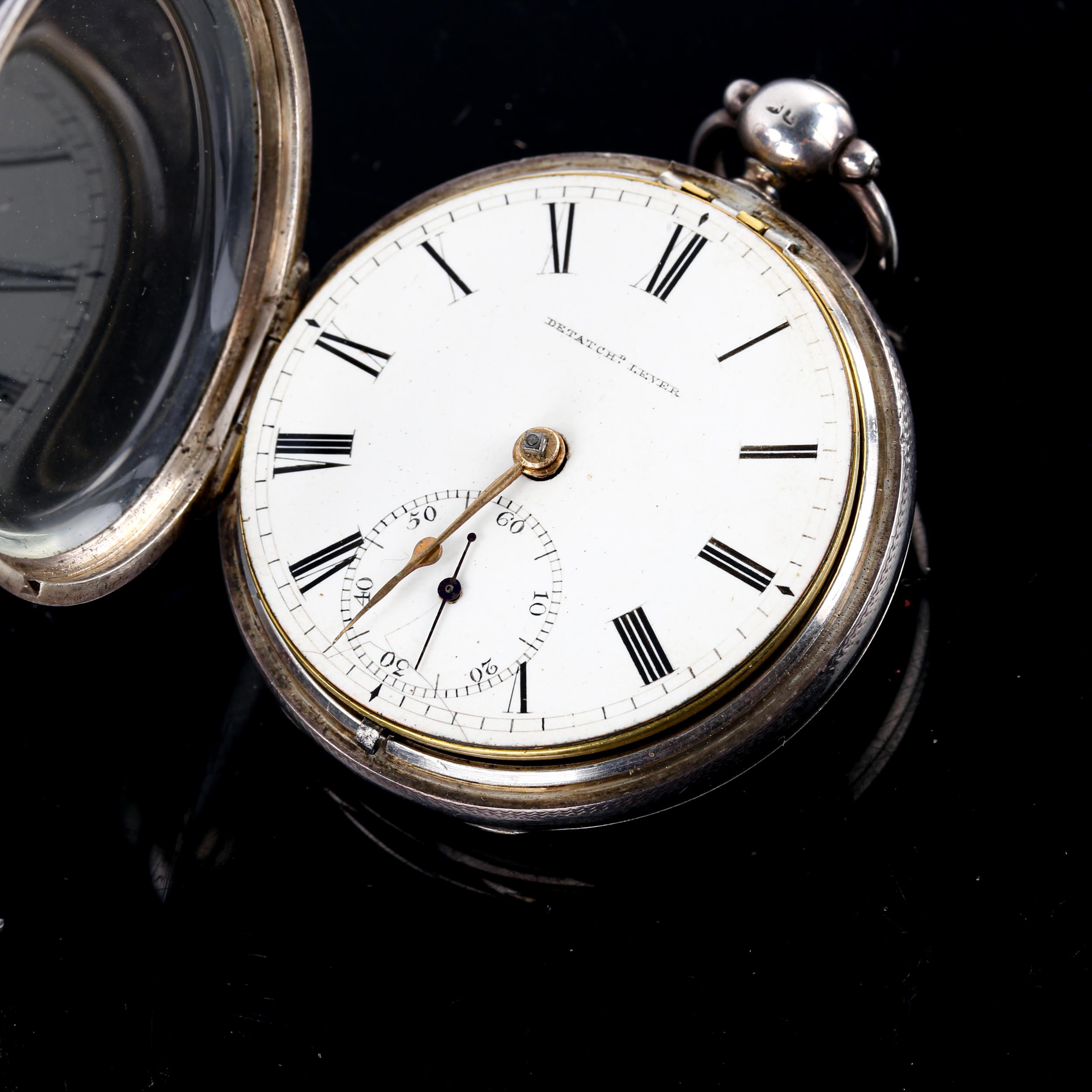 An early 19th century silver-cased open-face key-wind pocket watch, white enamel dial with Roman - Image 5 of 5