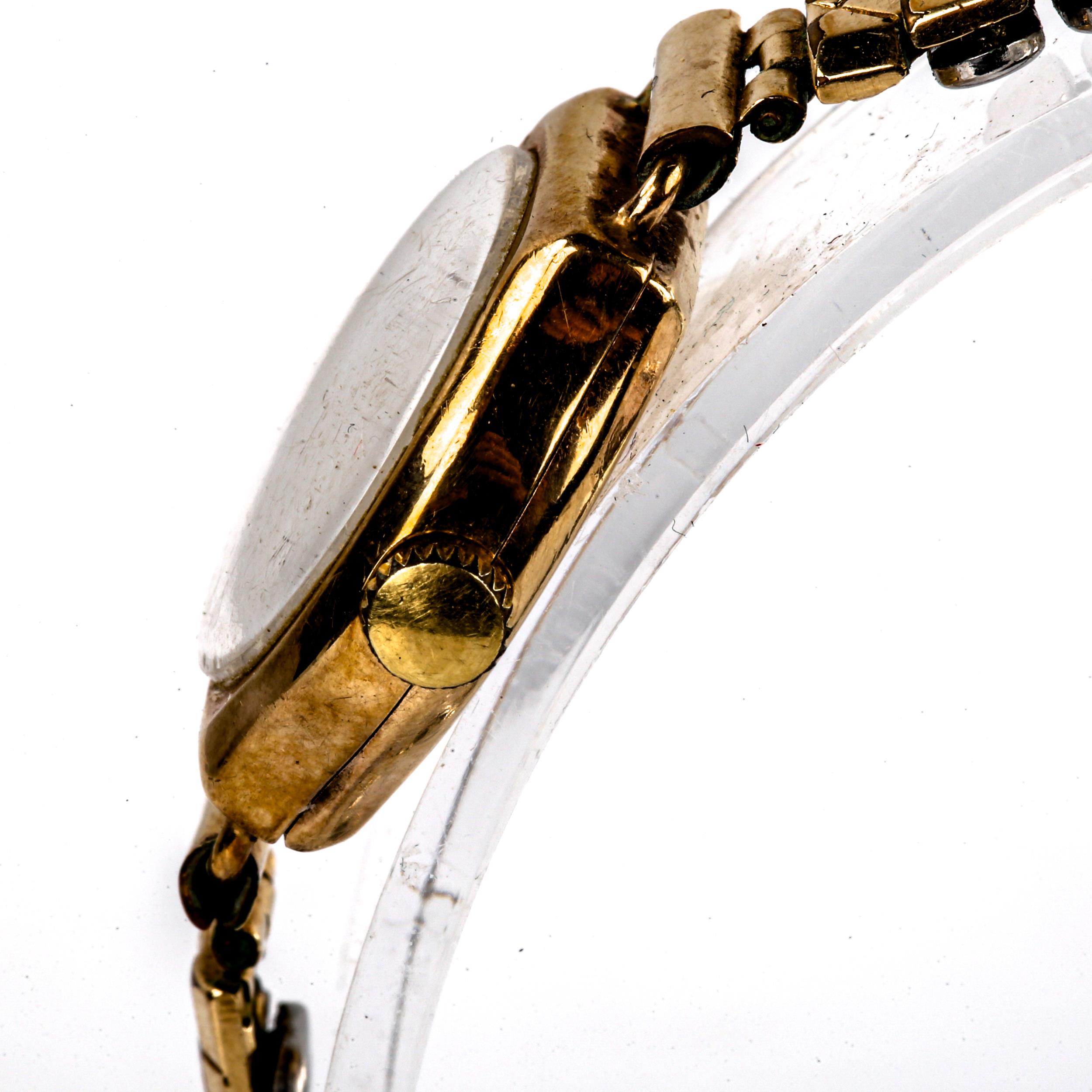 J W BENSON - a lady's Vintage 9ct gold mechanical bracelet watch, ref. 87757, silvered dial with - Image 3 of 5