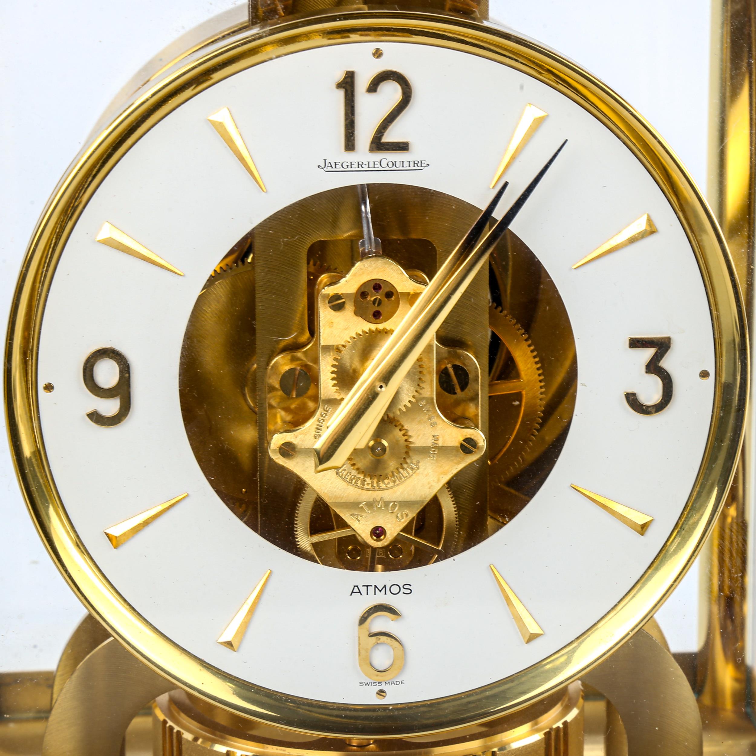 JAEGER LECOULTRE - a Vintage brass-cased Atmos clock, white chapter ring with gilt quarterly - Image 3 of 6