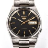 SEIKO 5 - a Vintage stainless steel automatic bracelet watch, ref. 7S26-3130, dark grey dial with