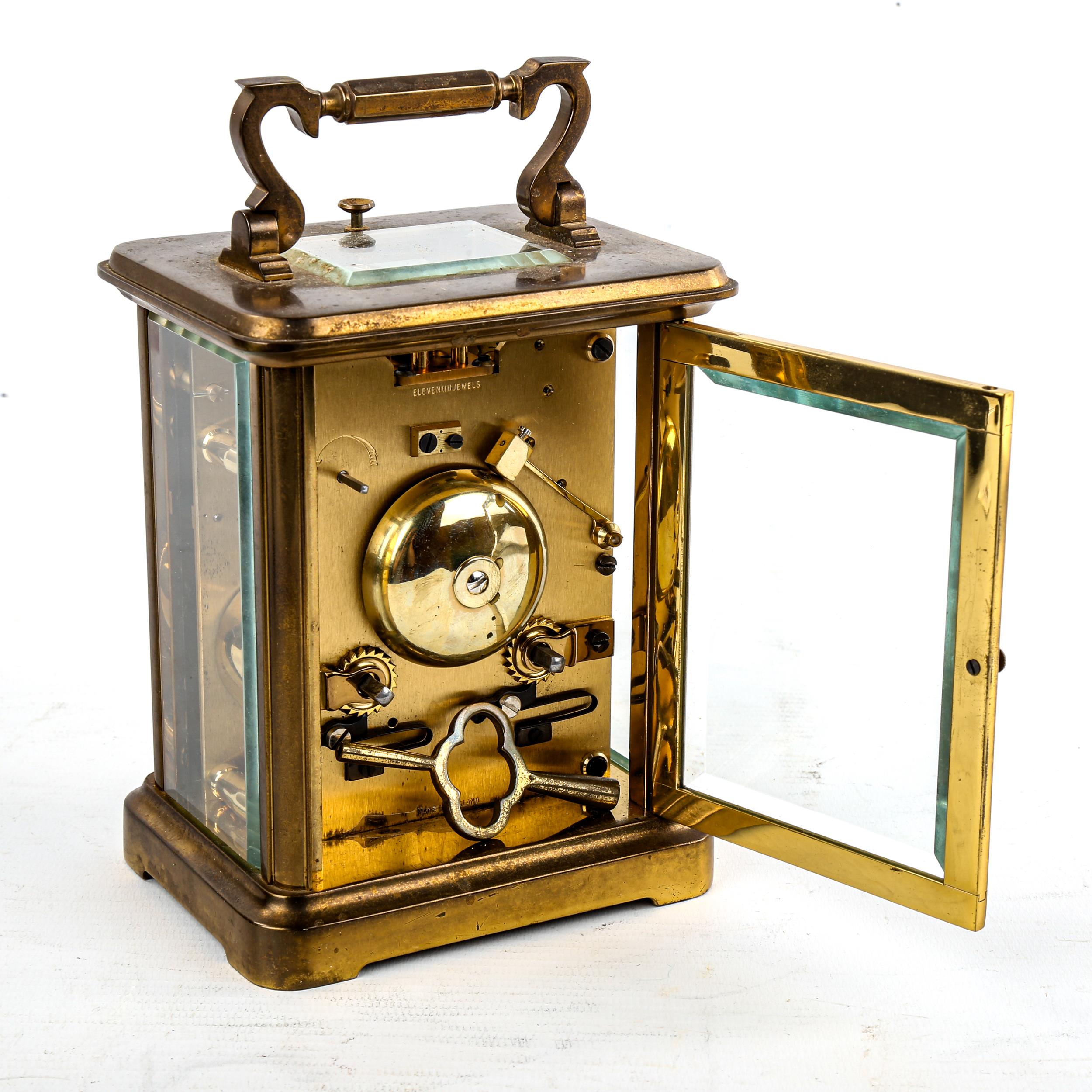 A large brass-cased repeating carriage clock, by Charles Frodsham of London, white enamel dial - Image 3 of 5