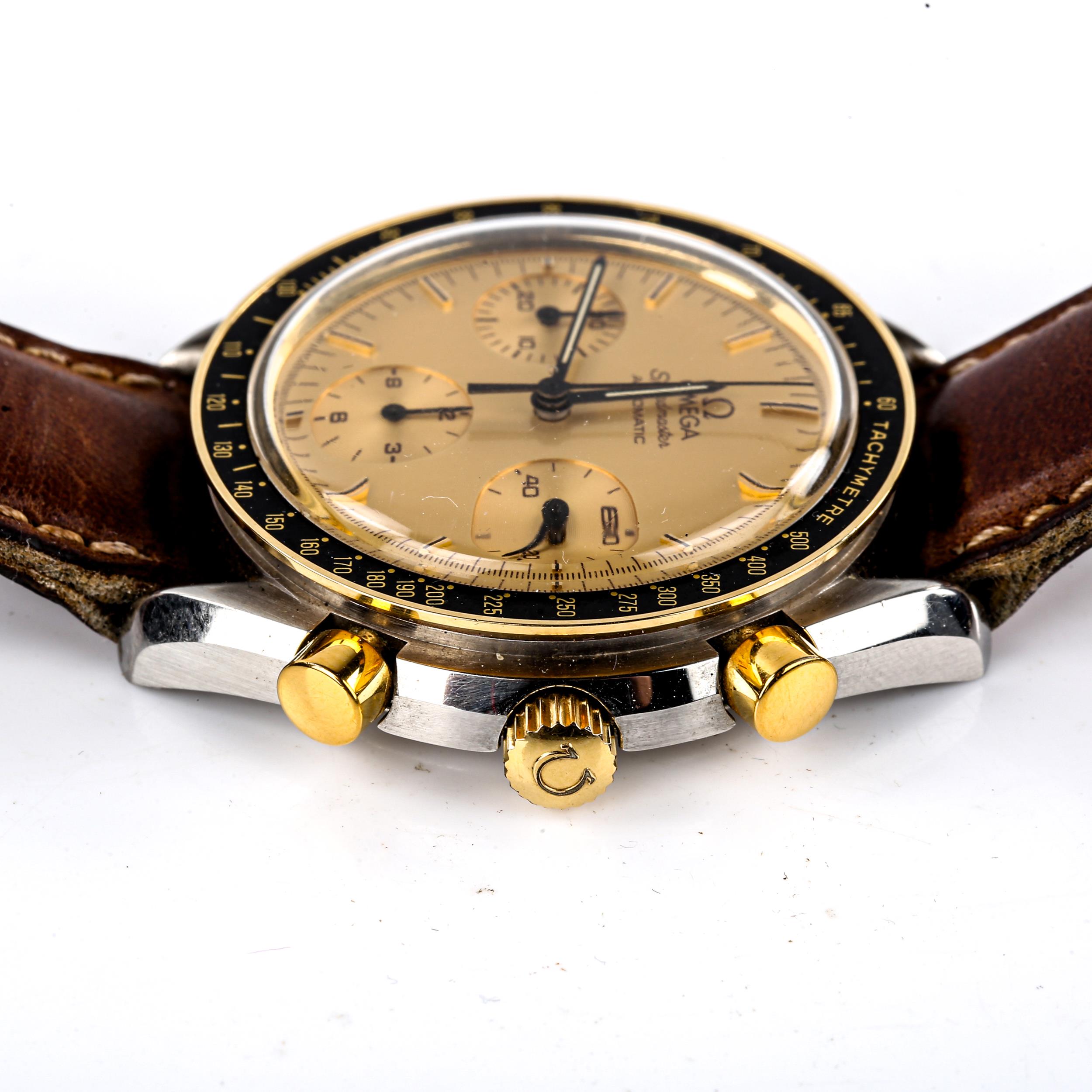 OMEGA - a bi-metal Speedmaster Reduced automatic chronograph wristwatch, ref. 175.0032, circa - Image 3 of 5