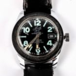 MIGH - a Vintage stainless steel Superdatomatic Diver's mechanical wristwatch, black dial with