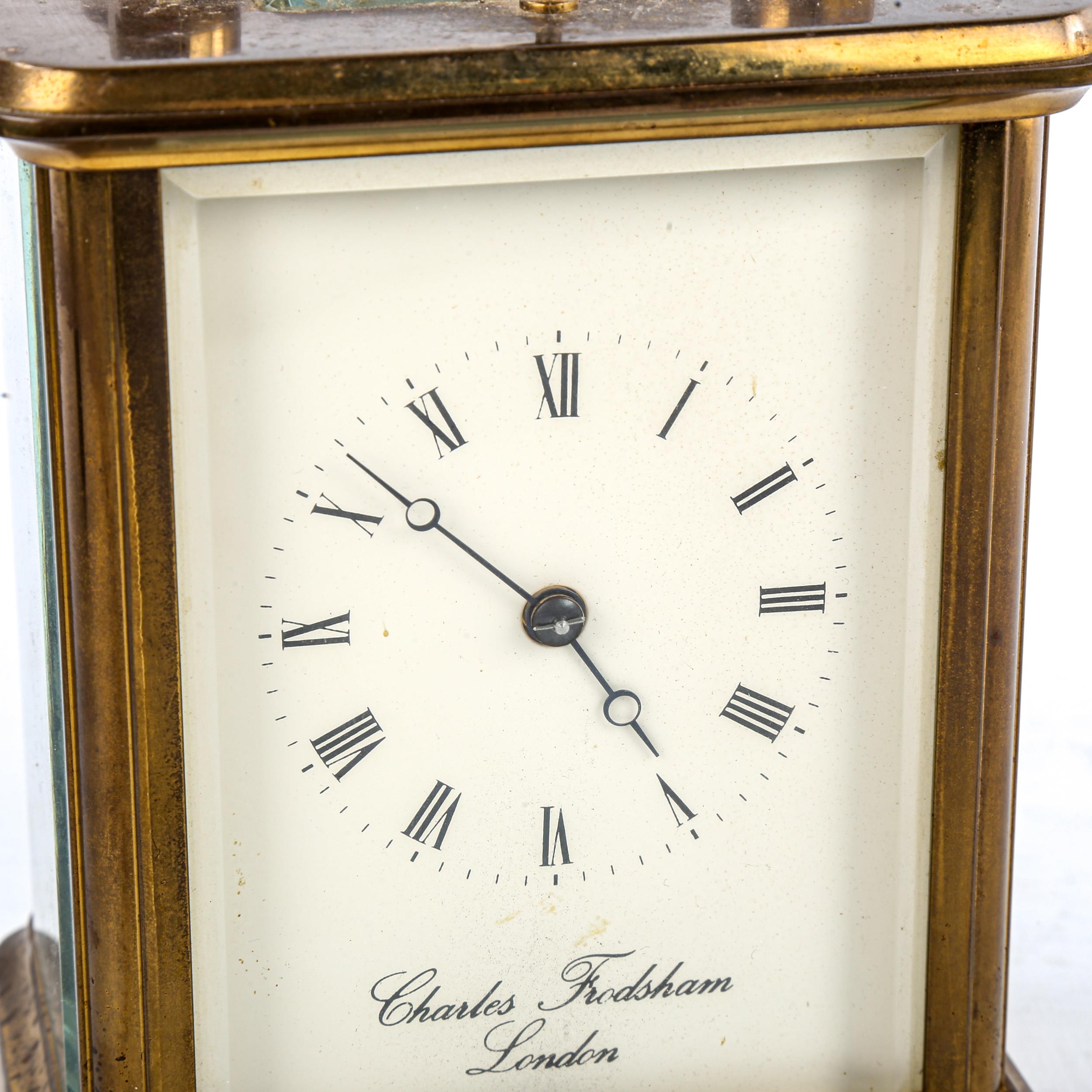 A large brass-cased repeating carriage clock, by Charles Frodsham of London, white enamel dial - Image 5 of 5