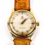 OMEGA - a Vintage 18ct gold Seamaster automatic wristwatch, circa 1958, silvered dial with baton and