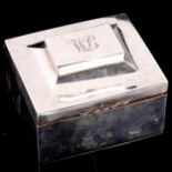 A George V rectangular silver combination cigarette/Vesta box, indistinct maker's marks, hallmarks