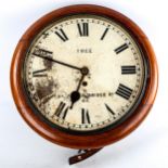 A 19th century mahogany-cased 30-hour circular dial wall clock, by Tree of London, white painted