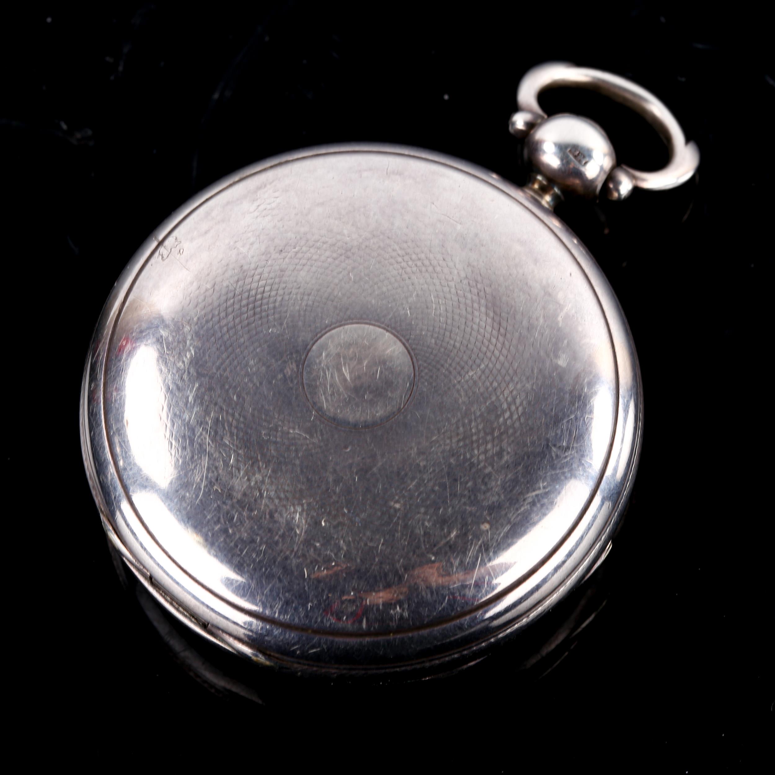 An early 19th century silver-cased open-face key-wind pocket watch, white enamel dial with Roman - Image 2 of 5