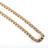 A late 20th century 9ct gold flat curb link chain necklace, necklace length 53cm, 24.4g No damage or