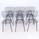 A set of 6 contemporary designer WM string chairs, by Menu, with epoxy-coated wire seats, and