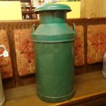 A painted galvanised metal 2-handled milk churn, H74cm