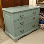A small painted pine 4-drawer chest, W92cm, H72cm, D48cm