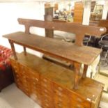 An Antique Continental pine bench, L170cm, H76cm, D42cm, seat height 50cm