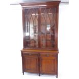 A 19th century mahogany 2-section library bookcase, W135cm, H260cm, D51cm