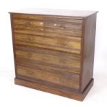 A large satinwood chest of 2 short and 3 long drawers, W114cm, H115cm, D54cm